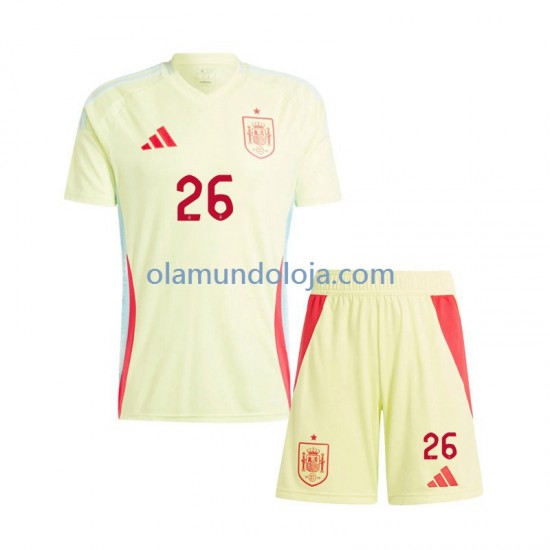 Camisola Espanha Pedri 26 Criança Equipamento Segundo Euro 2024 Manga Curta